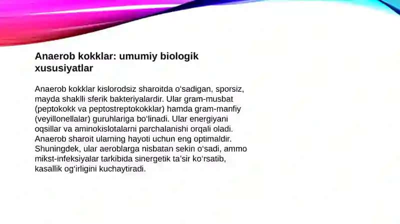 Shartli patogen anaerob kokklar va ularning xususiyatlari 4