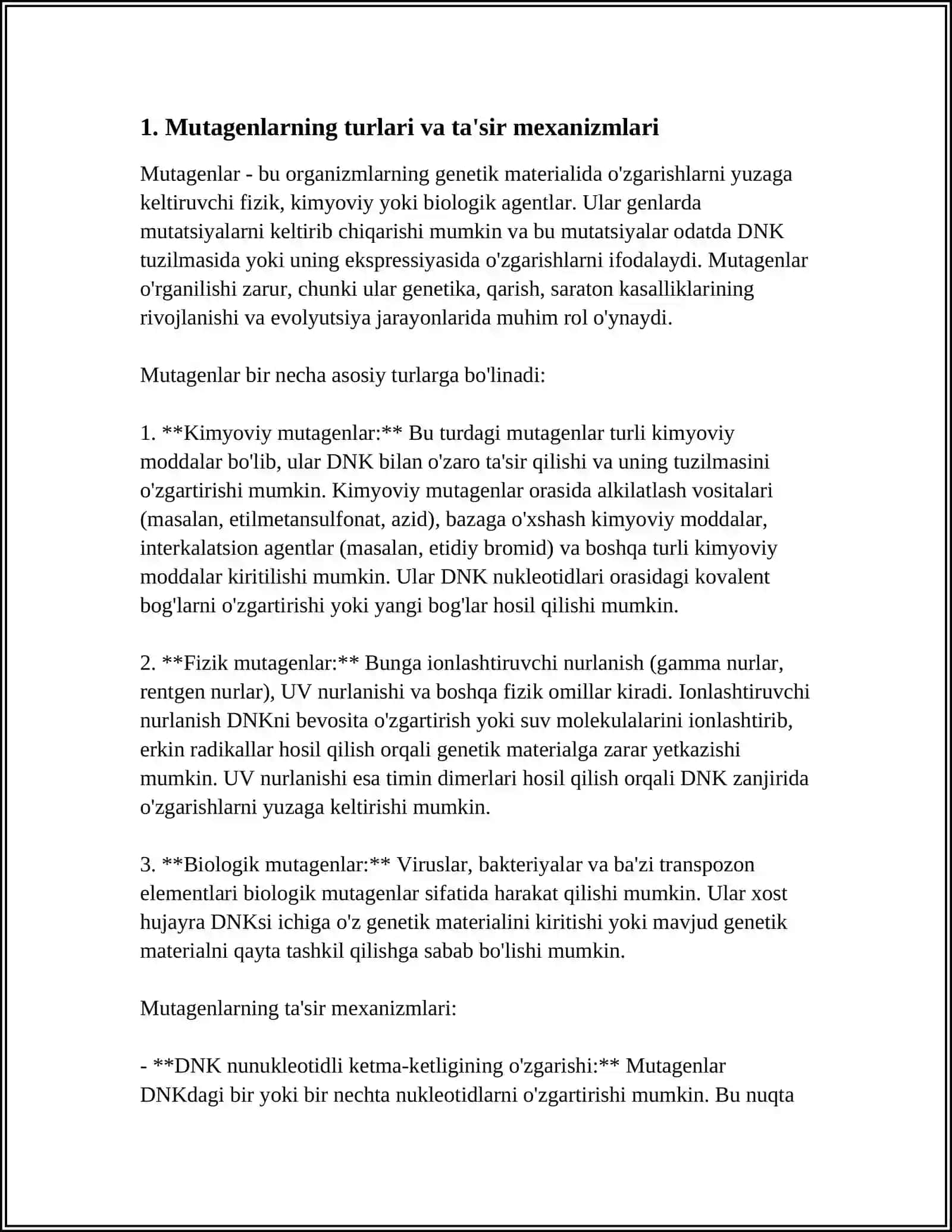 ORGANIZMNING MUTAGEN TA'SIRIGA CHIDAMLILIGI 4