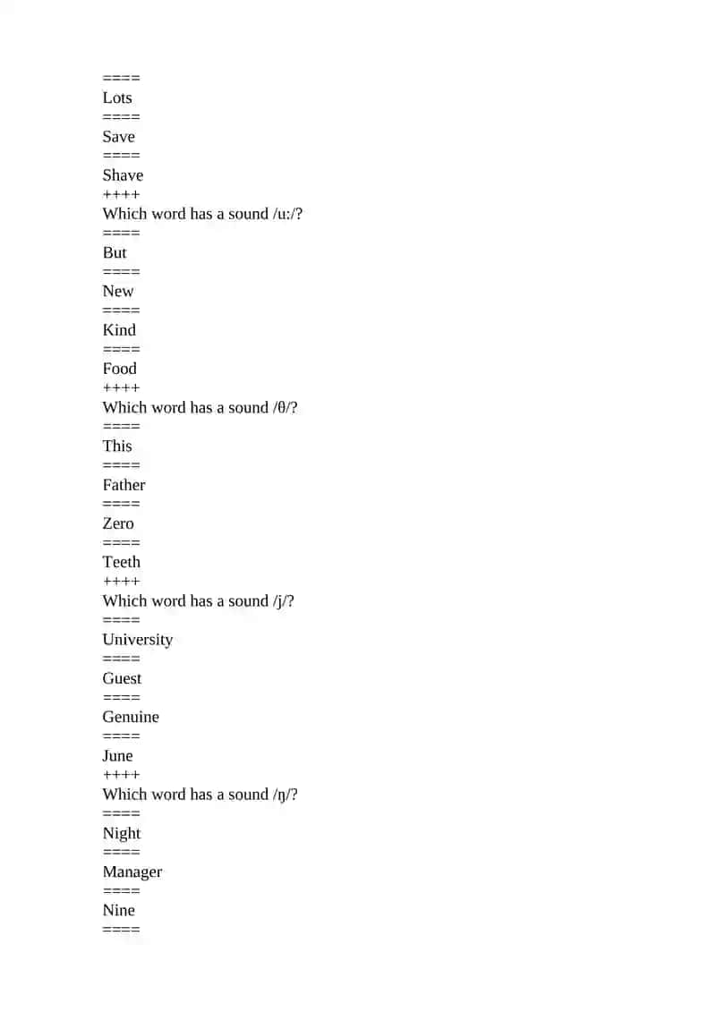 Ingliz tili grammatika va fonetika testlari 4