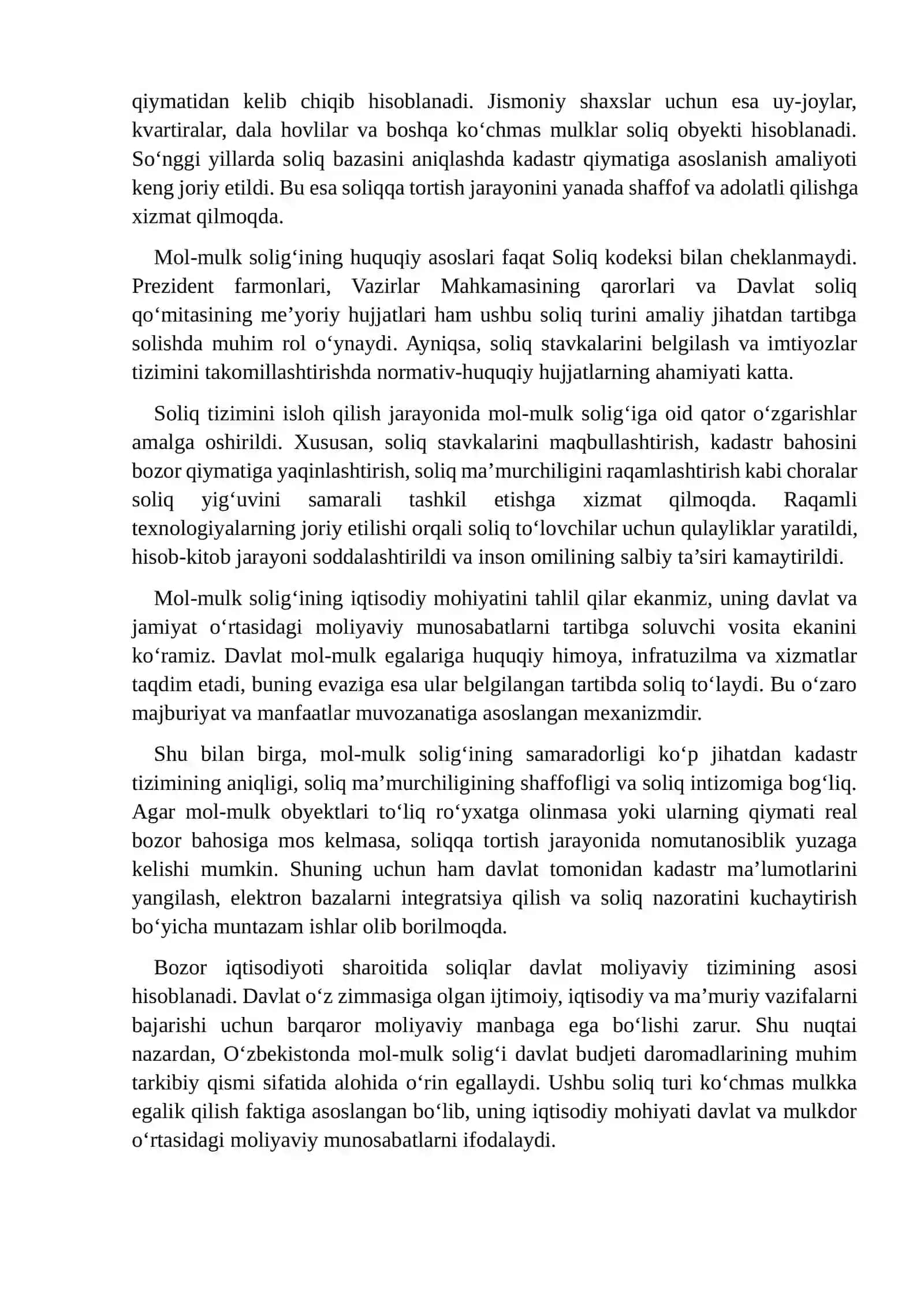 O'zbekistonda mol-mulk soliqqa tortishning oʻziga xos xususiyatlari 4