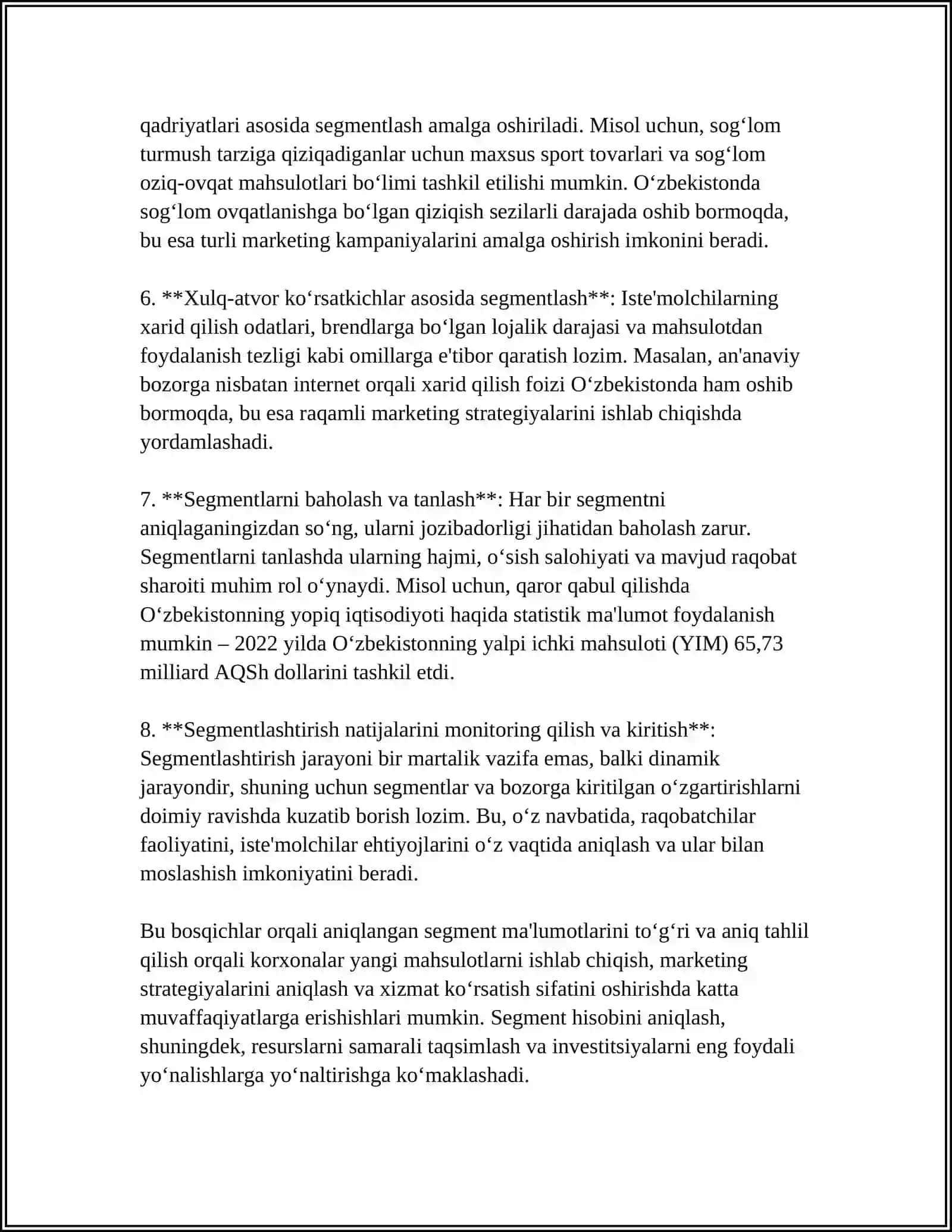 SEGMENT HISOBINI HALQARO STANDART ASOSIDA HISOBGA OLISH 4