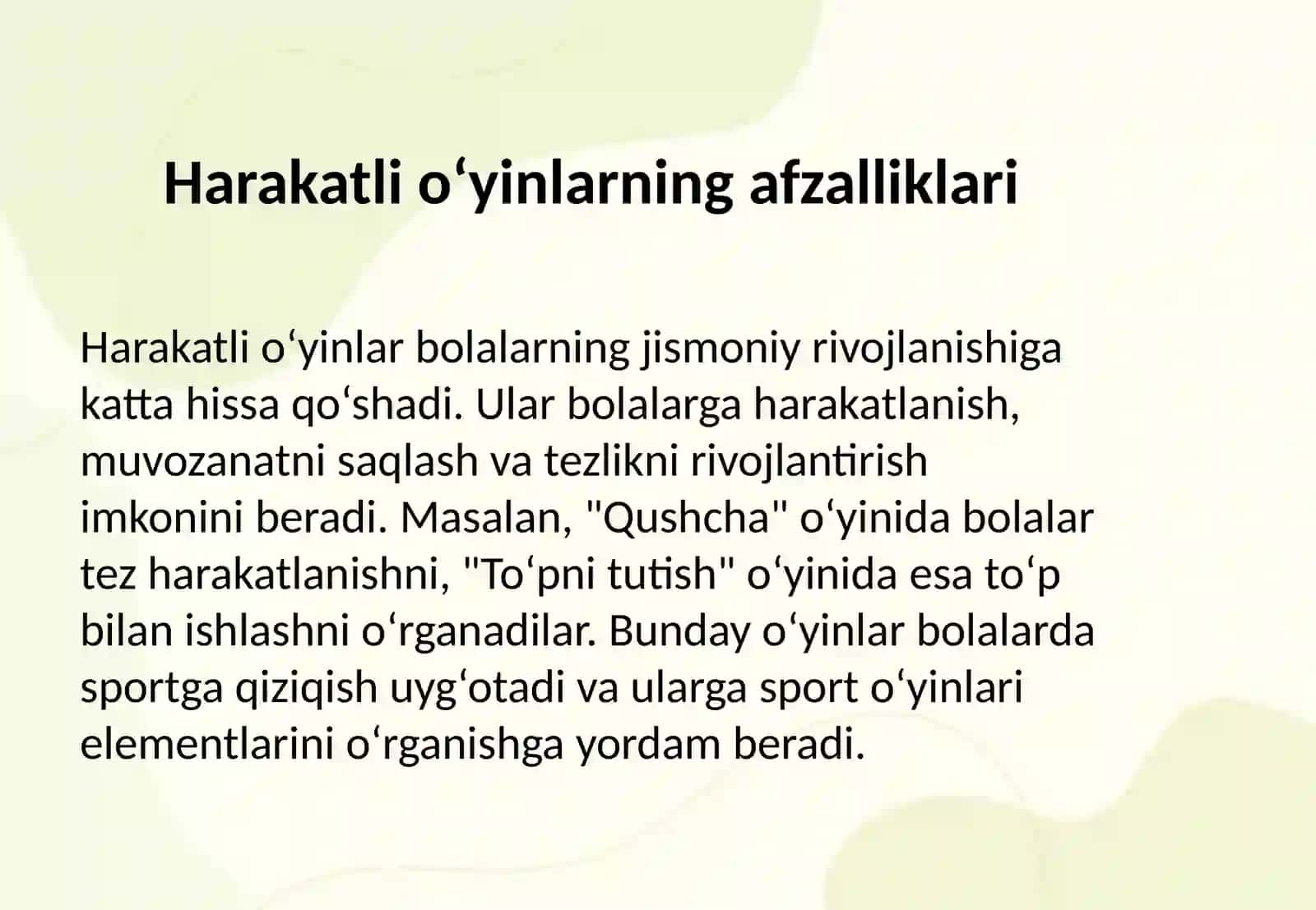 Harakatli o‘yinlar orqali sport o‘yinlari elementlarini o‘rgatish 4