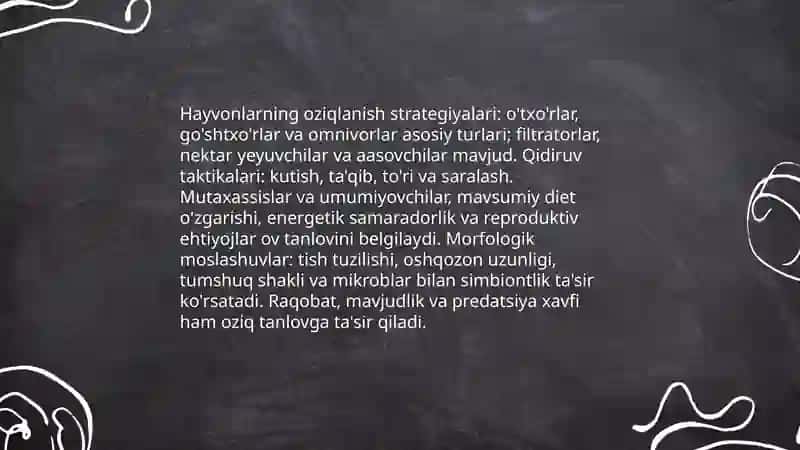 Hayvonot olamining yashash tarzi, koʻpayshi va tarqalishi va turlari 4