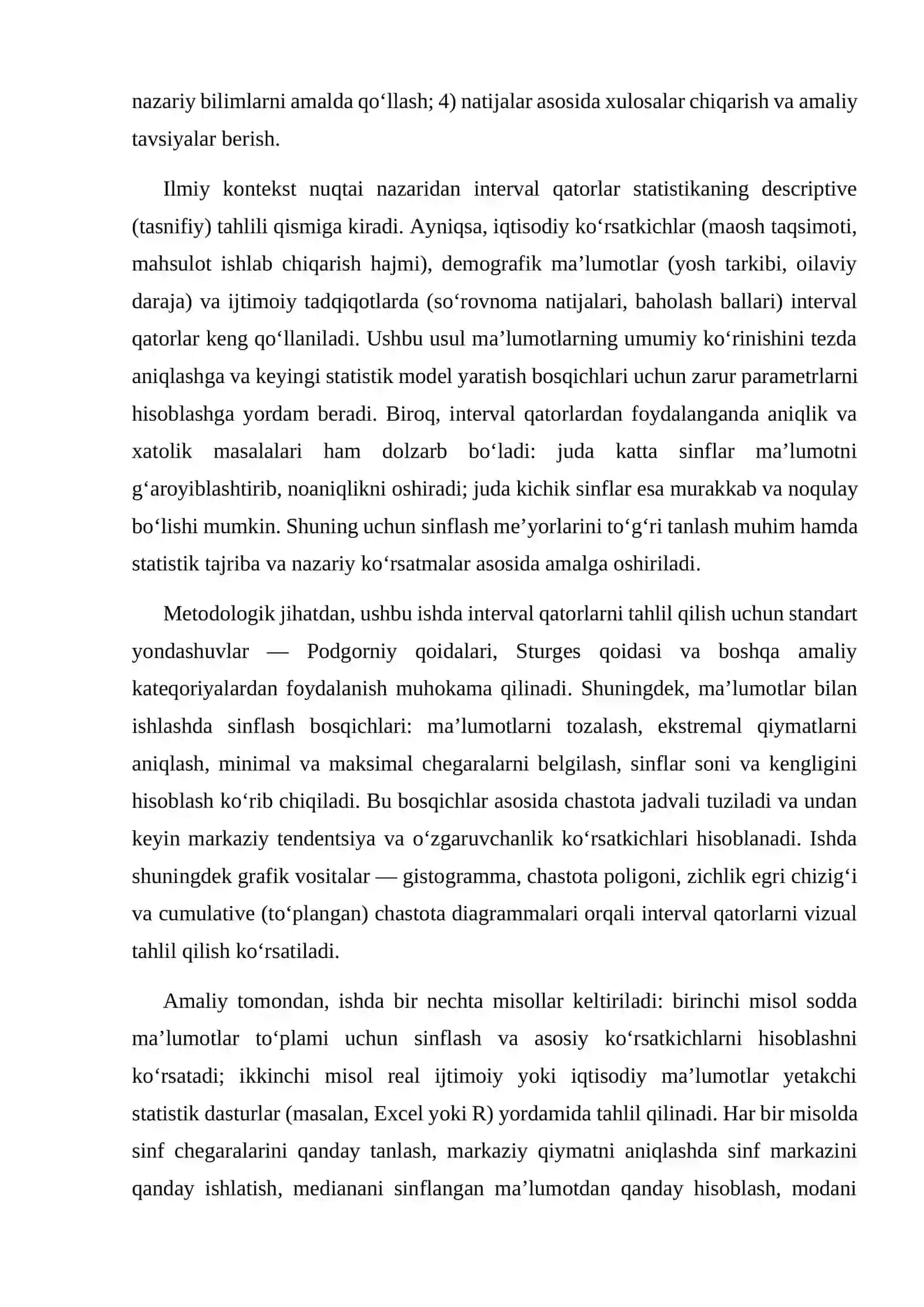 Interval qatorlar va ularning asosiy ko'rsatkichlari bo'yicha tahlili 4