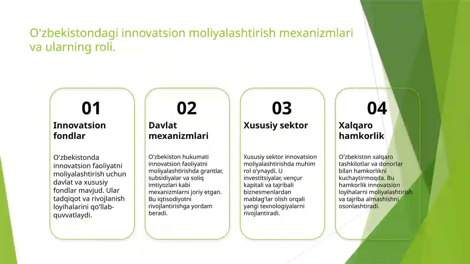 Innovatsion faoliyatni moliyalashtirish manbalari 4