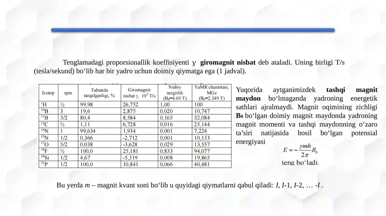 YaMRspektrometrning tuzilishi va moddalarining YaMR spektrolishi 4