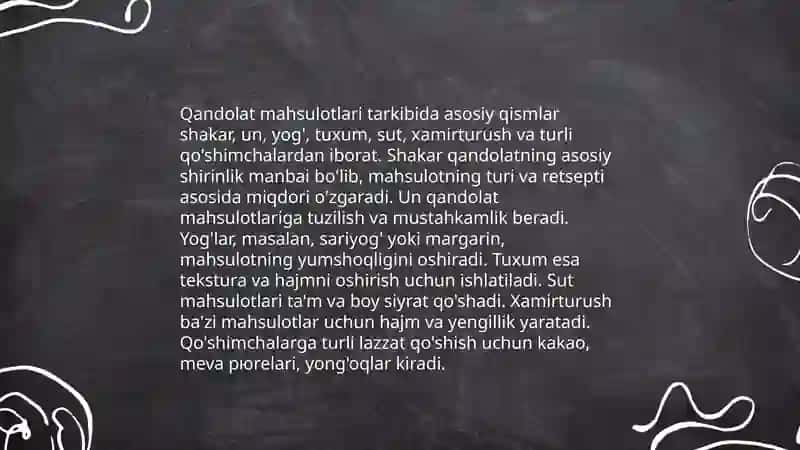 Qandolat mahsulotlarini tashqi iqtisodiy faoliyat tovar nomenklaturasi asosida tasniflanishi Dadahonova Mohlaroy 4