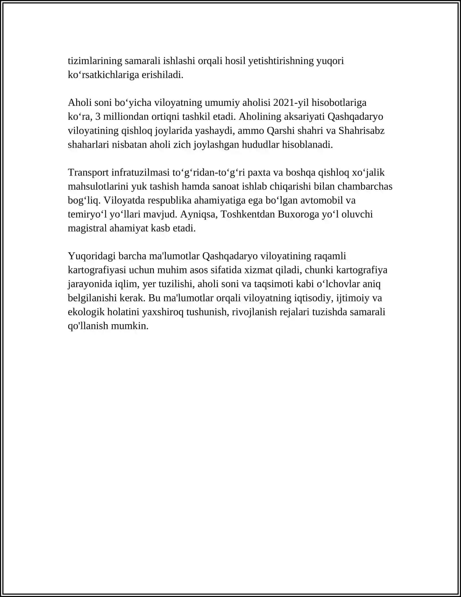 QASHQADARYO VILOYATI TUMANLARINI RAQAMLI KARTALARINI TUZISH TEXNOLOGIYASI 4