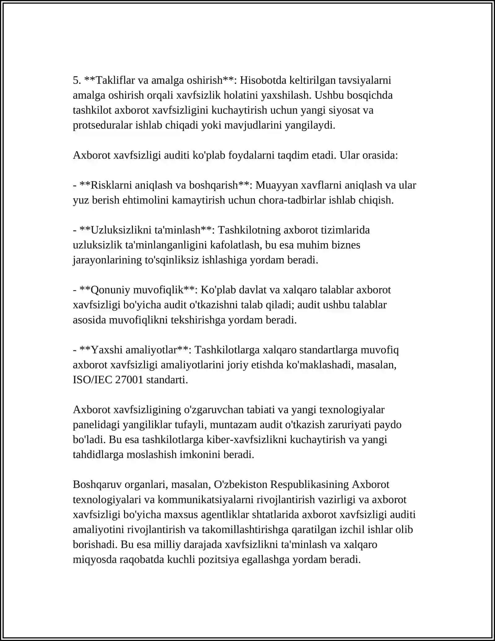 MAʼLUMOTLARNI KOMPYUTERDA ISHLASH SHAROITIDA AUDIT 4
