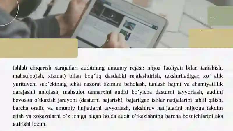Aksiyadorlik jamiyatida umumiy ishlab chiqarish xarajatlari auditi 4