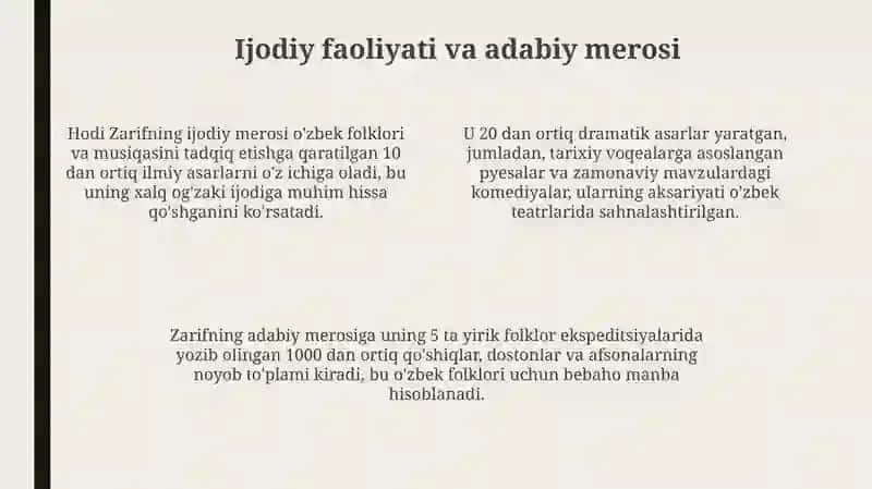 Hodi Zarifning hayoti va ijodiy faoliyati 4