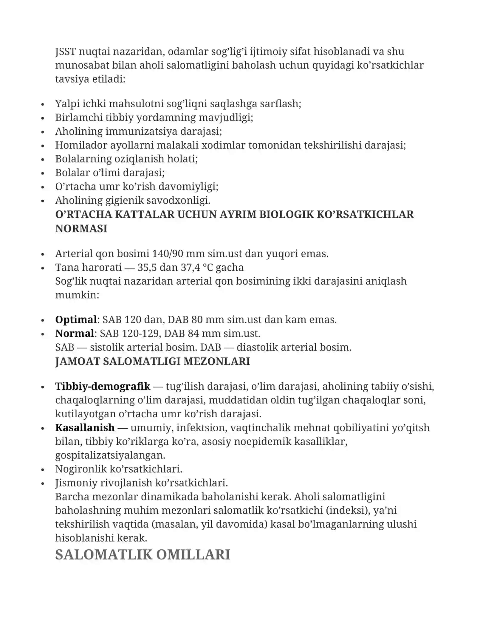 SALOMATLIK HAQIDA TUSHUNCHA, DARAJASINI ANIQLASH, MEZONLARI, RITMI, TO’LIQ MA’LUMOT 4