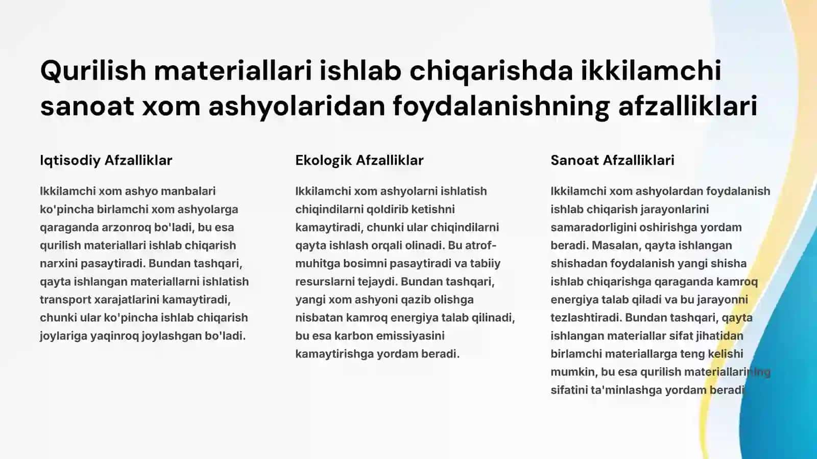 Ikkilamchi Sanoat Xom Ashyolarining Tavsifi va Kelib Chiqishi 4