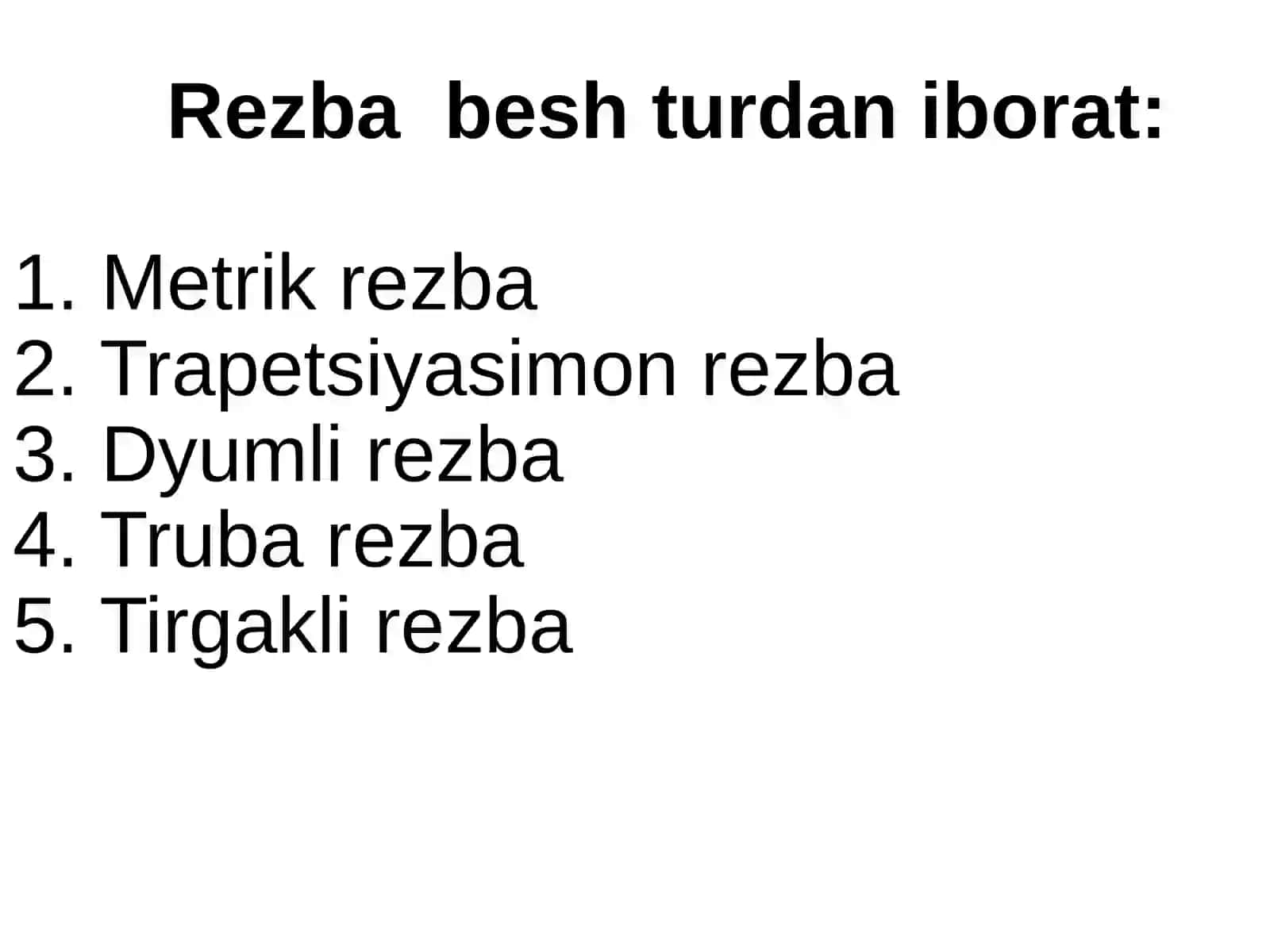 Rezbalarning tasvirlanishi va belgilanishi 4