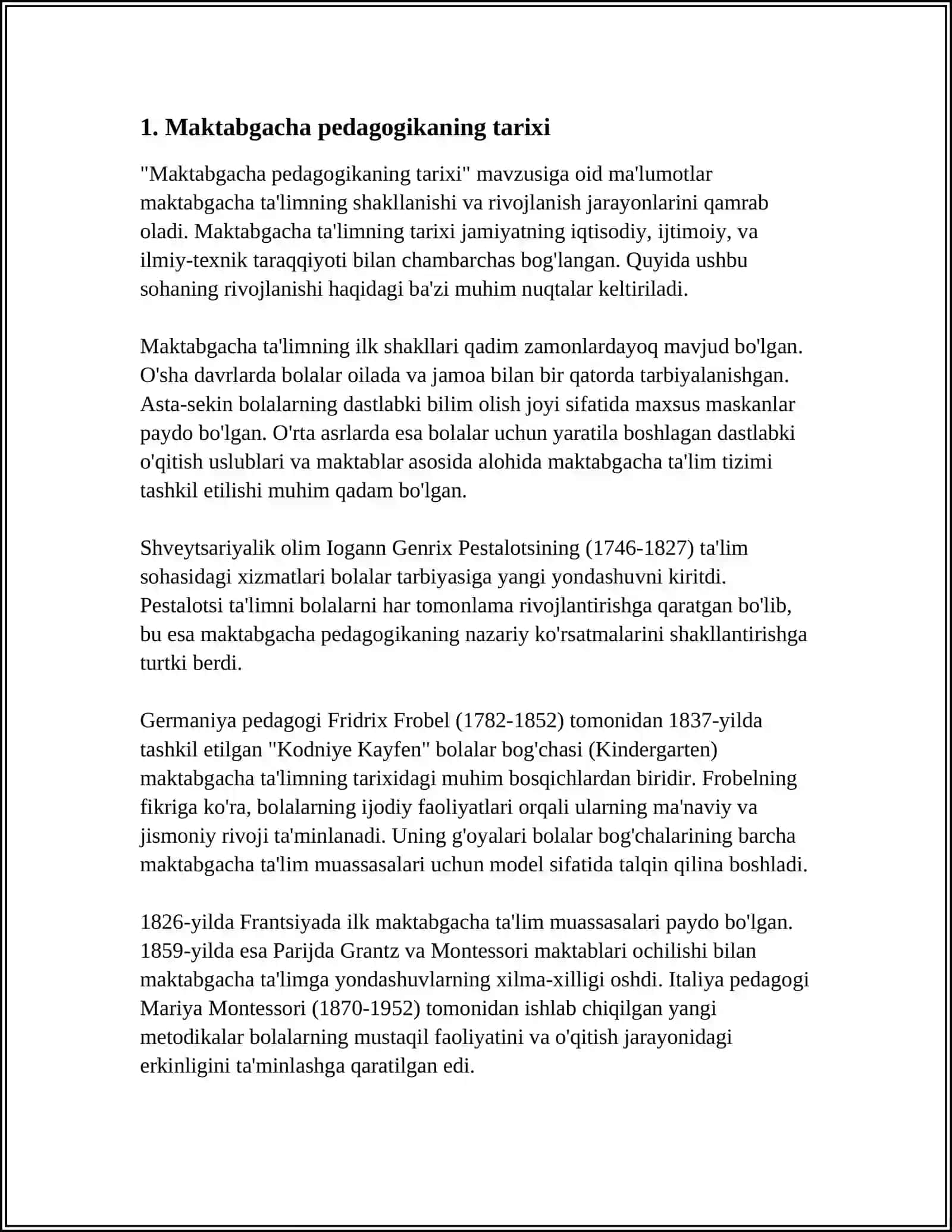 MAKTABGACHA PEDAGOGIKANING FAN SIFATIDA RIVOJLANISH BOSQICHLARI 4