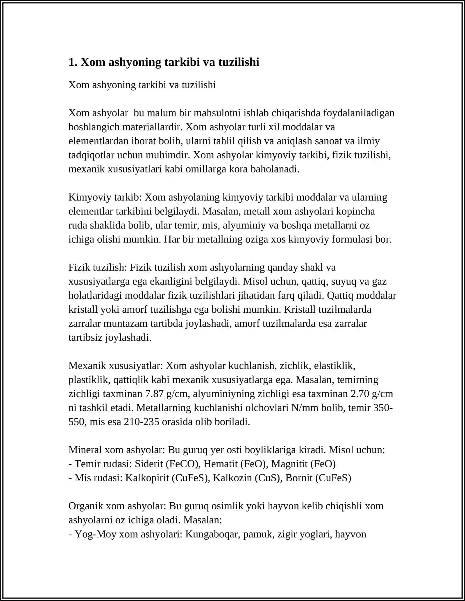 Xom ashyoning turi va sifatini organoleptik usulda aniqlash 4