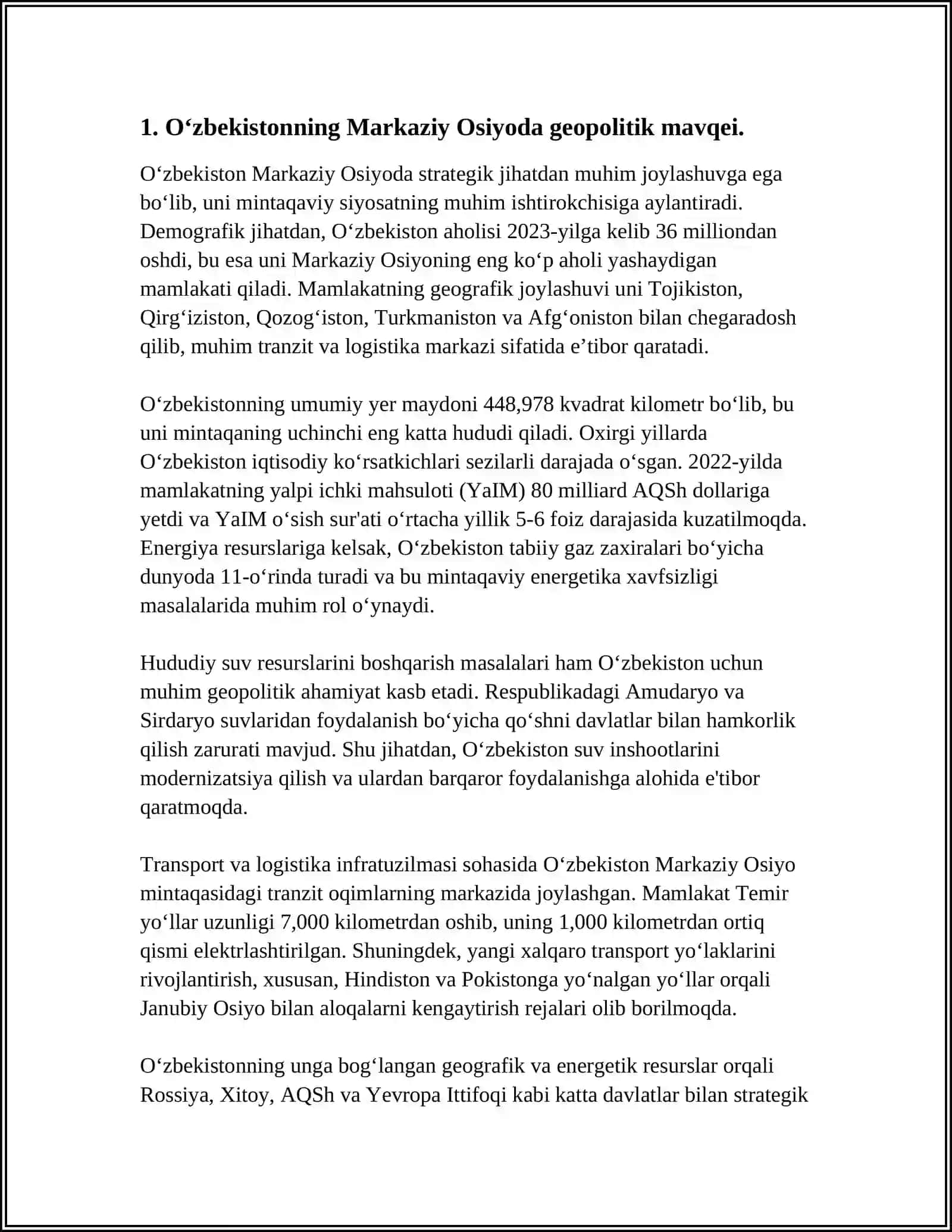 O‘zbekistonning Markaziy Osiyoda Tinchlik va Barqarorlik 4