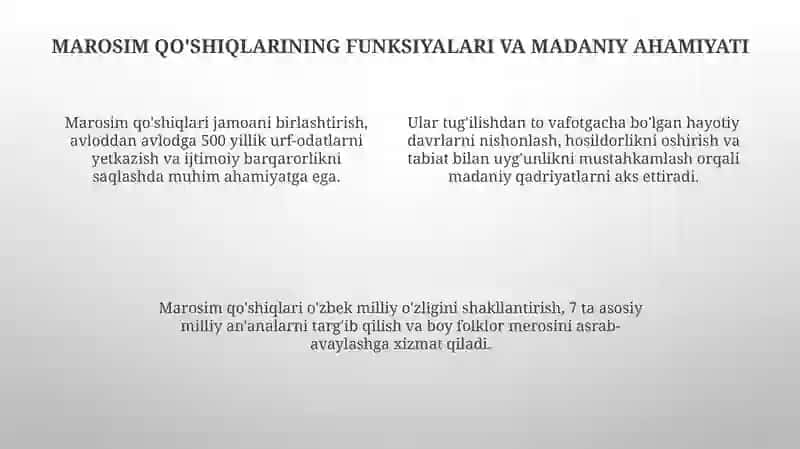 Marosim qushiqlari - madaniyatimizning jonli merosi 4