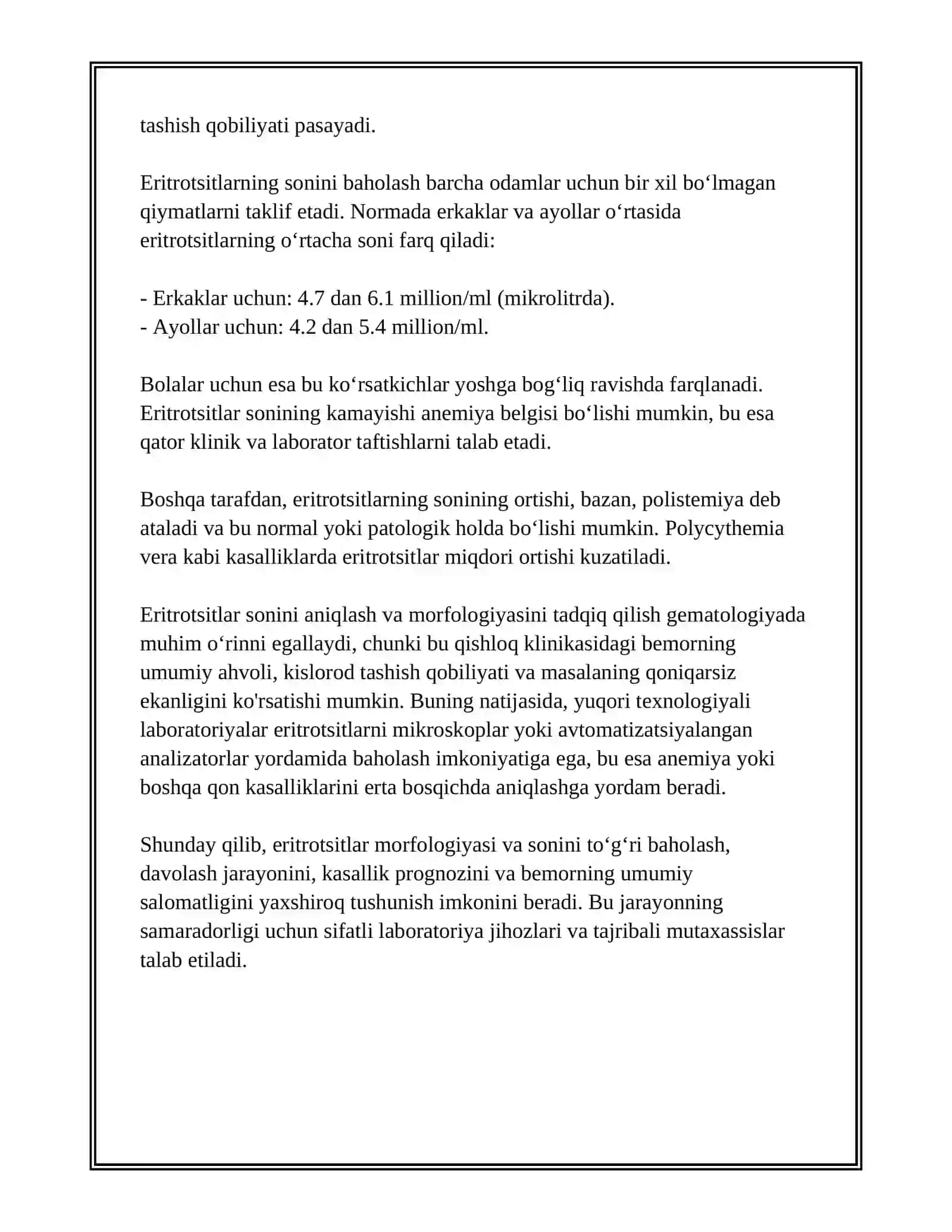 QONNING NORMAL KLINIK TAHLILI. KENG TARQALGAN QON KASALLIKLARI LABORATOR DIAGNOSTIKASI 4