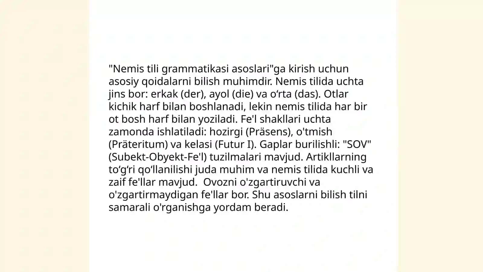 Masallarni nemis tiliga tarjima qilish 4