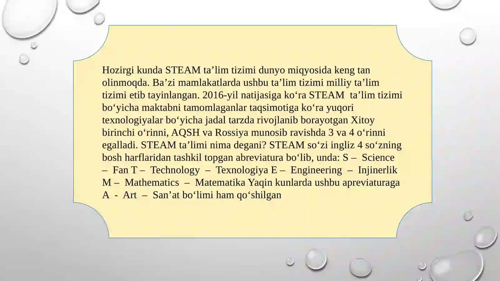 Maktabgacha ta’limda STEAM texnologiyasi fanidan 4