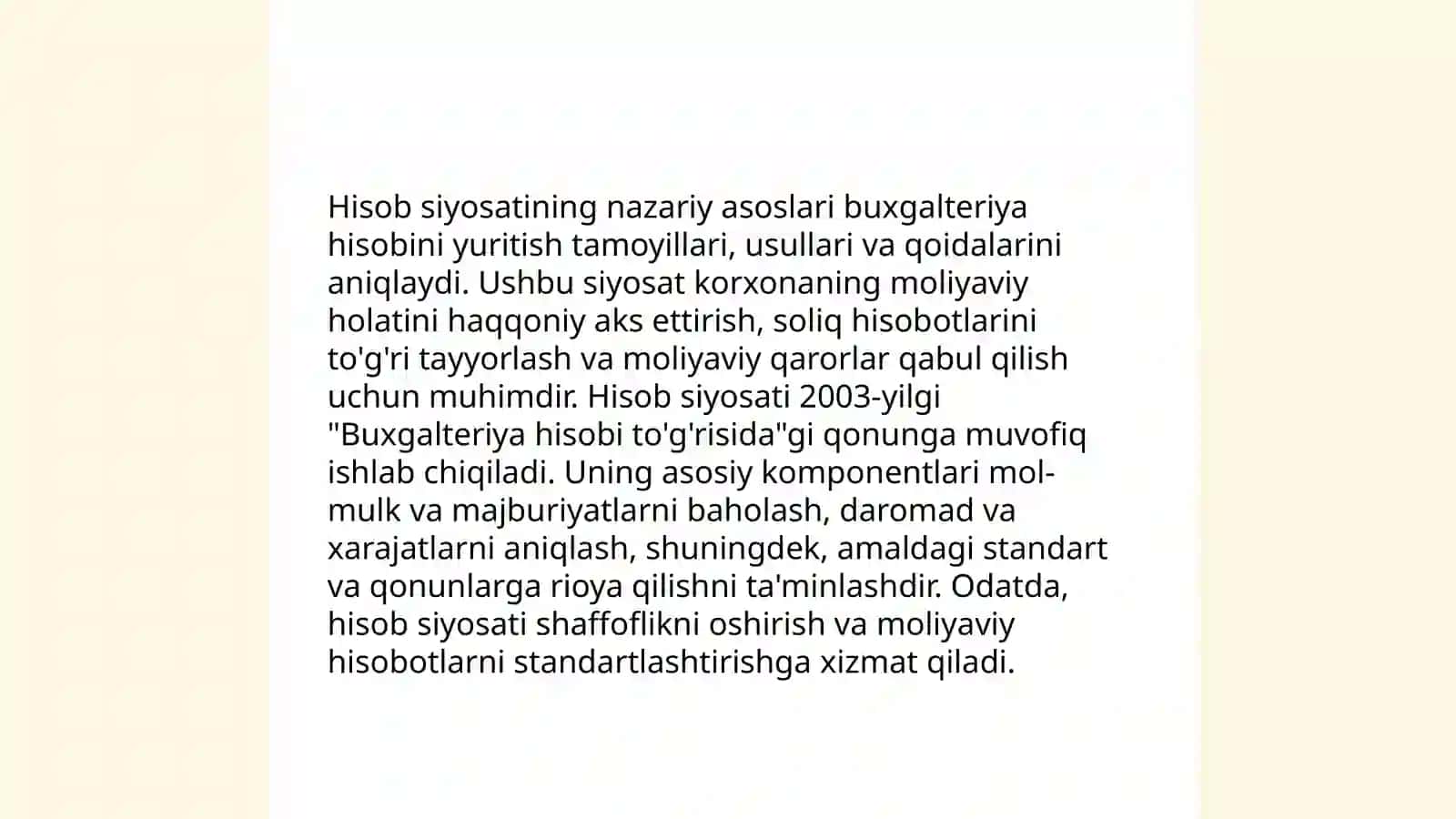 Boshqaruv hisobi tizimida hisob siyosati 4