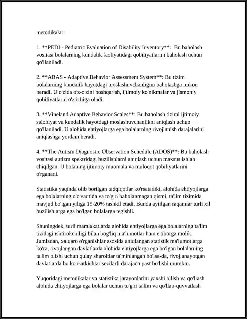 Alohida ehtiyojlarga ega bolalar faoliyatini baholash metodikasi 4
