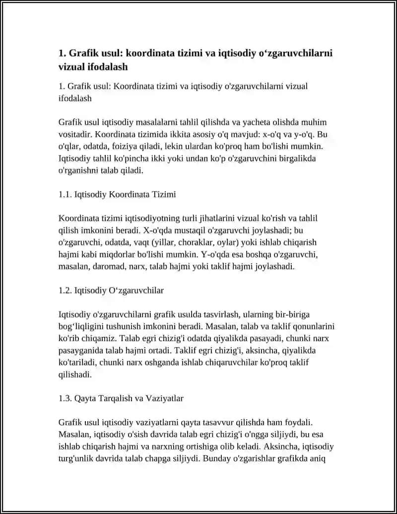 Grafik usul: IQTISODIY MASALALARNI GRAFIK USULDA YECHISH VA TAHLIL QILISH 4