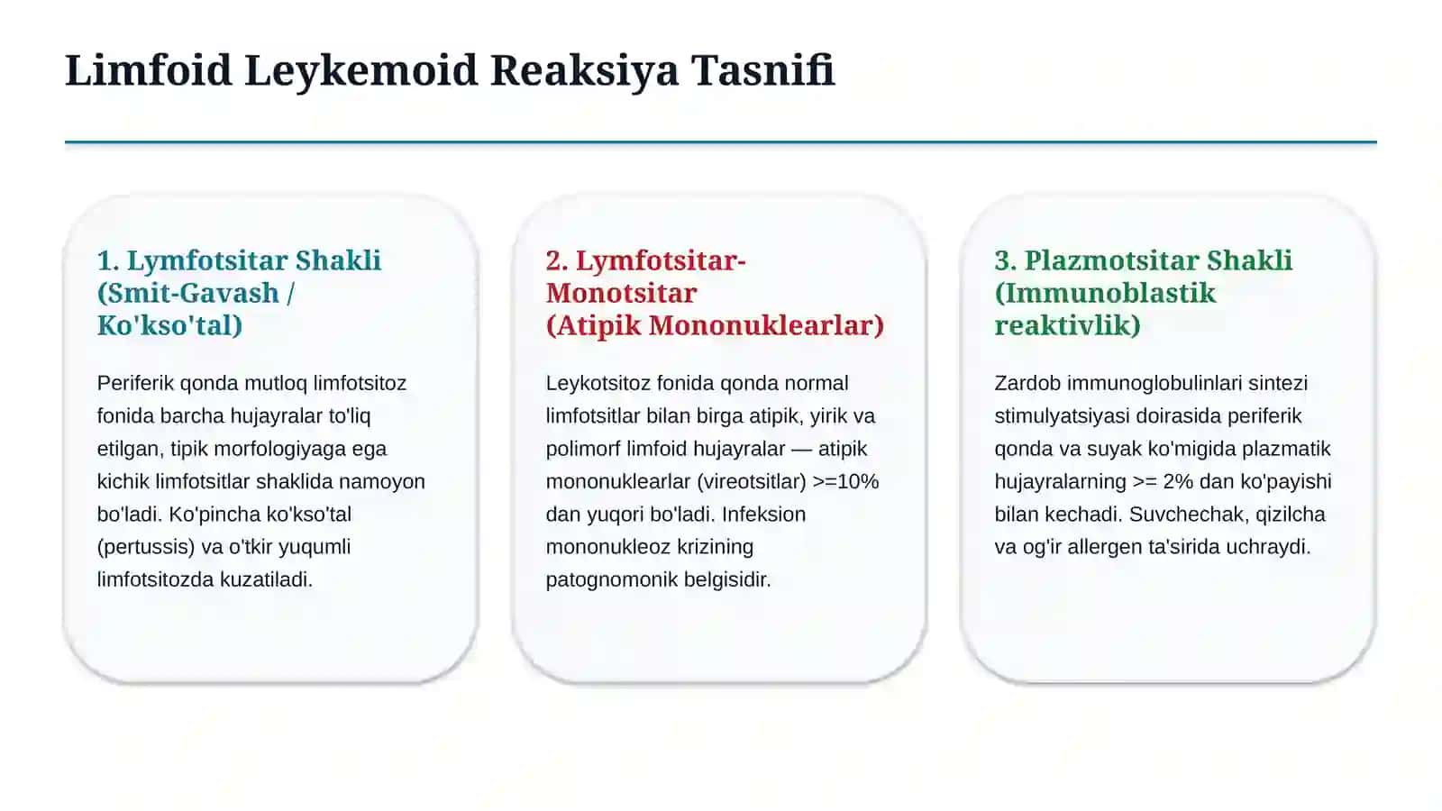 Limfoid tip leykemoid reaksiya — etiologiya, patogenez, klinika, diagnostika va davolash prinsiplari 4