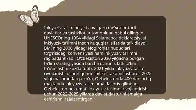 O'zbekistonda inklyuziv talimning memoriy huquqiy bazasini tahlil qilish 4