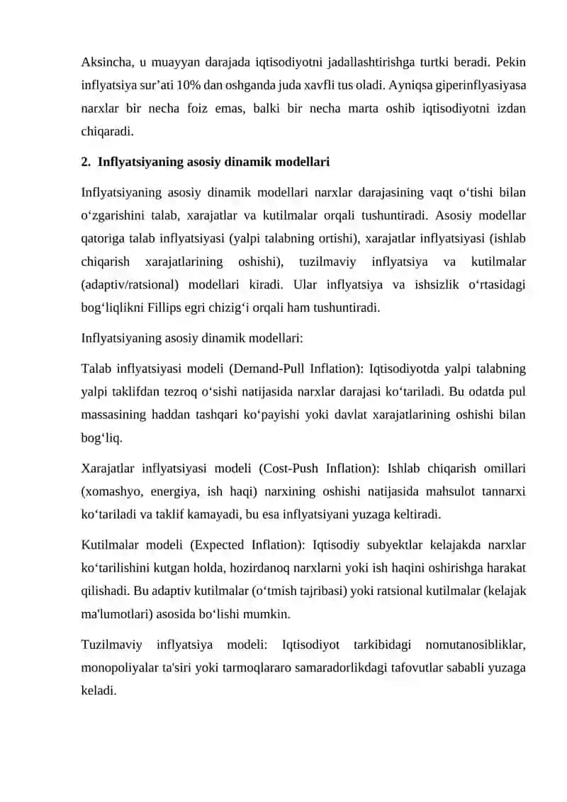 Inflyatsiyaning dinamik modellari 4