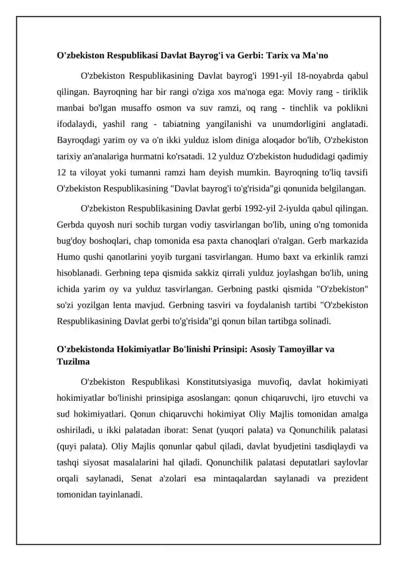 Mustaqil O'zbekistonda hokimiyatlar bo'linishi prinsipi 4
