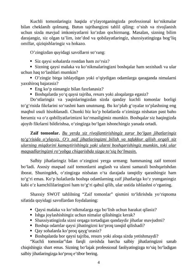 HUQUQShUNOSNING ShAXSIY RIVOJLANISh REJASI 4