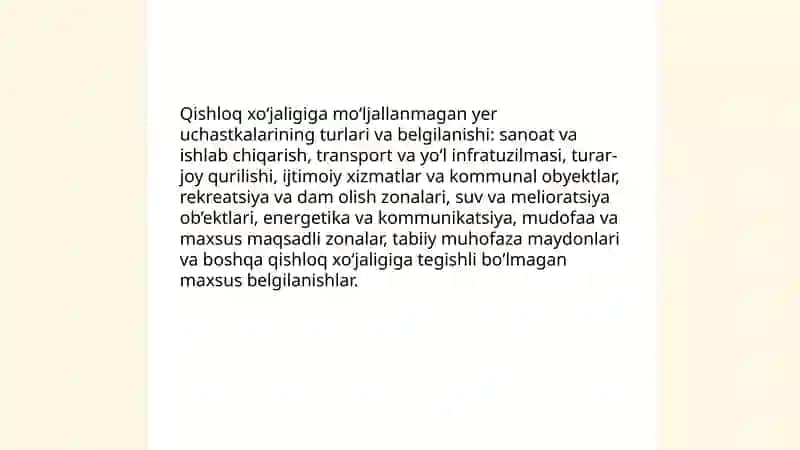 Qishloq xo'jaligiga mo'ljallanmagan yer uchastlarini xususiylashtirish tartib taomillari 4