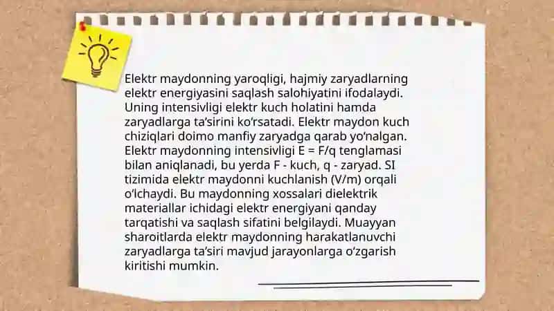 Elektr maydon. Elektrografiyaning fizik asoslarini o‘rganish 4