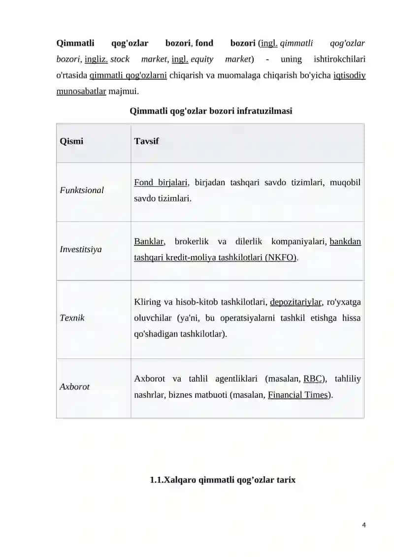 Xalqaro qimmatli qog’ozlar bozori 4