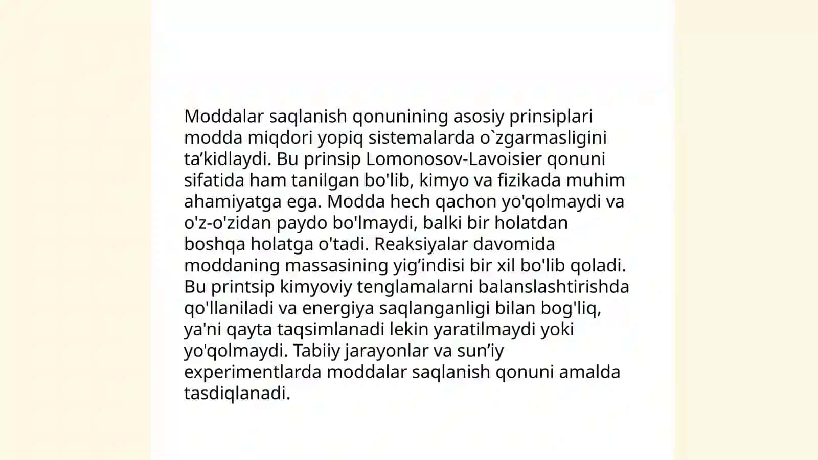 Moddalar saqlanish qonuni 4