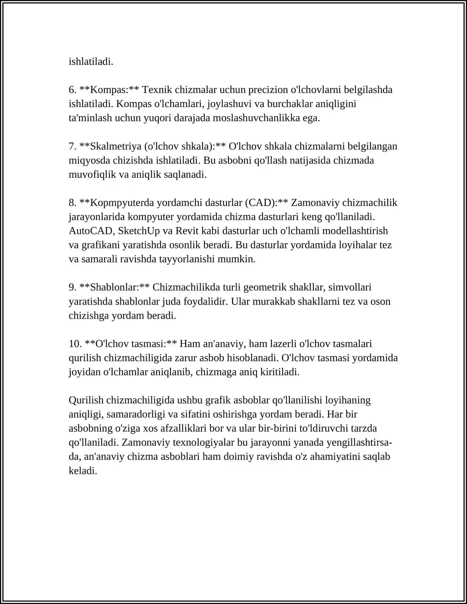 Qurilish chizmachiligida grafik asboblar 4
