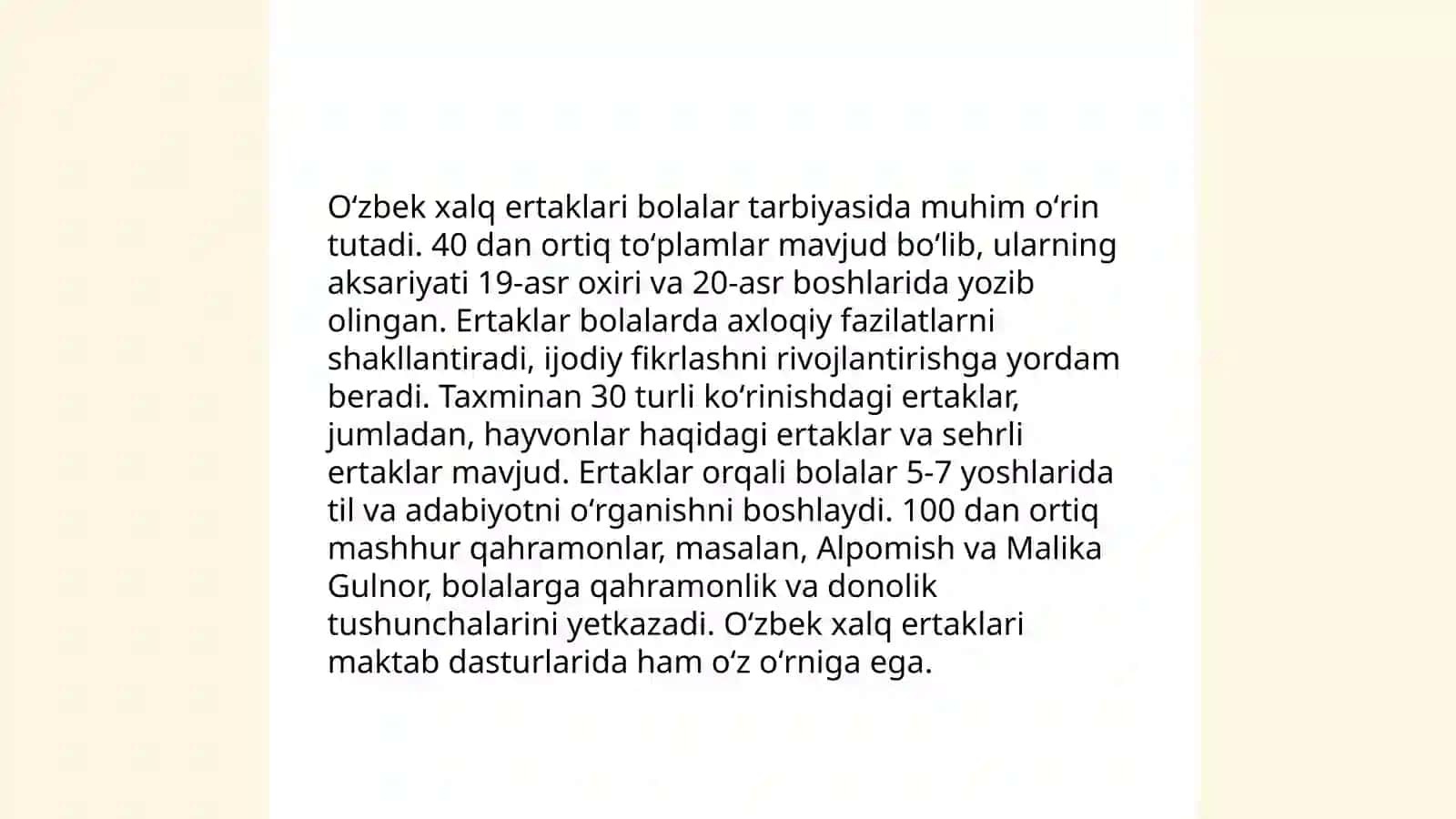 Oʻzbek Bolalar folklorini tahlil qilish va misollar keltirish 4