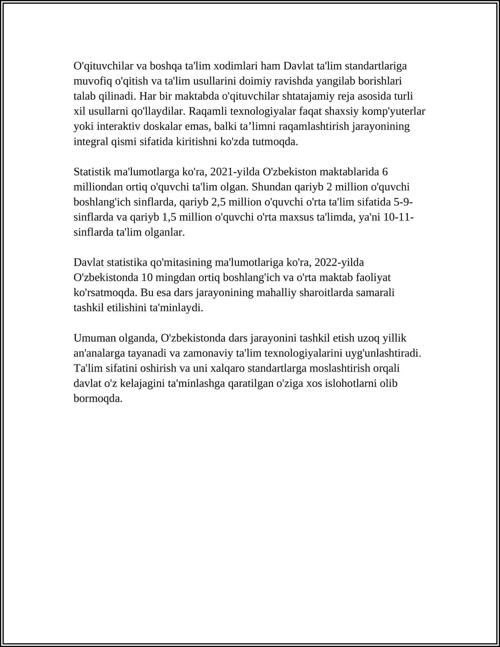 OZ KOMPLEKTLI MAKTABLARDA O'QITISH XUSUSIYATLARI 4