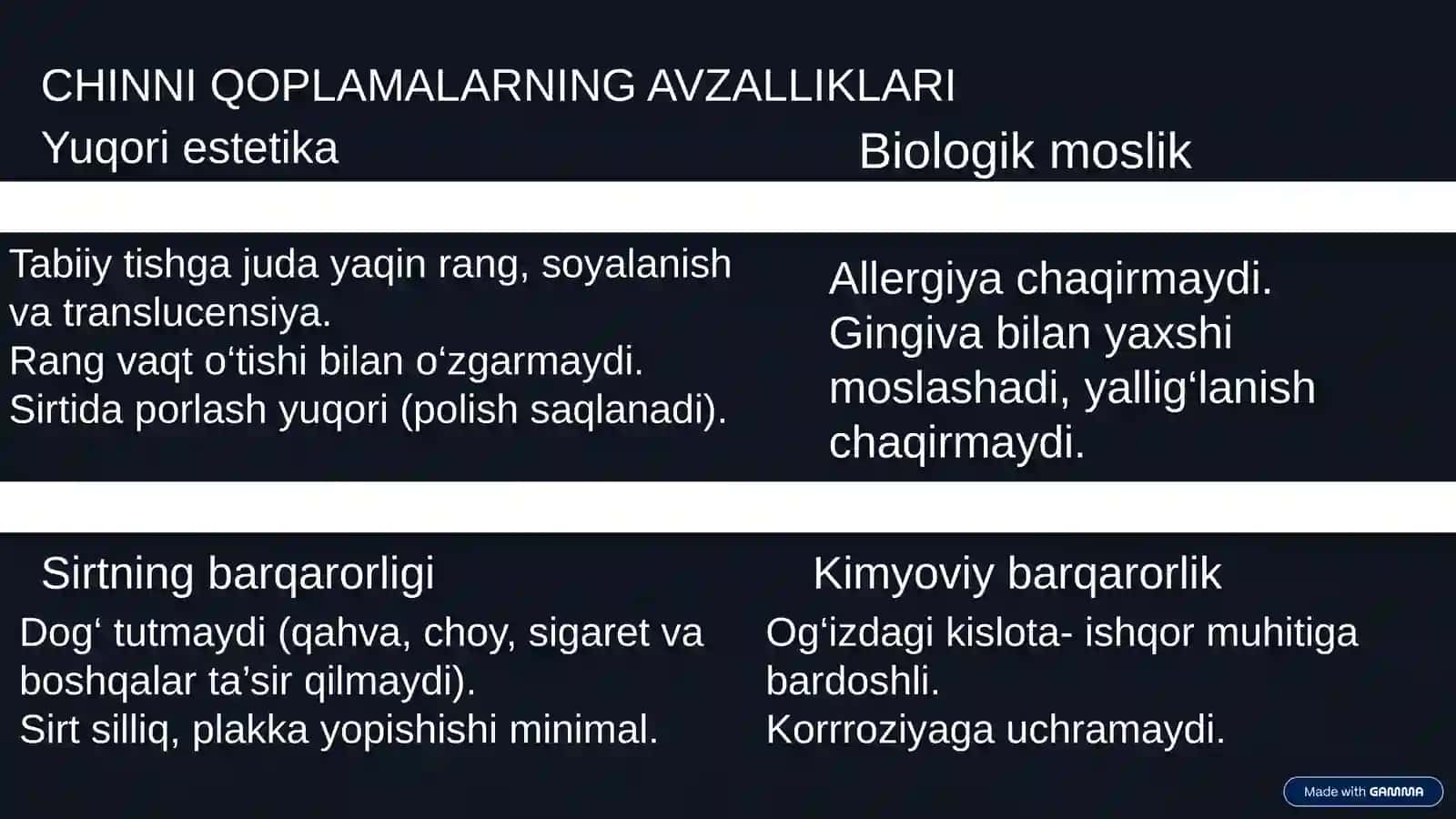 Stomatologiyada Chinni Xom-ashyosi: Afzalliklari va Kamchiliklari 4