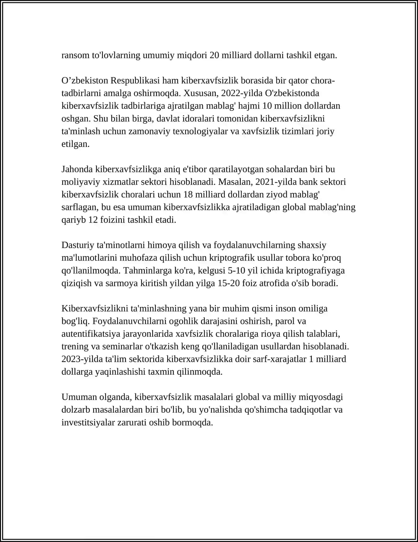 KIBERMAKON, KIBERTERARIZM, KIBERZORAVONLIK TUSHINCHALARINING MOHIYATI 4