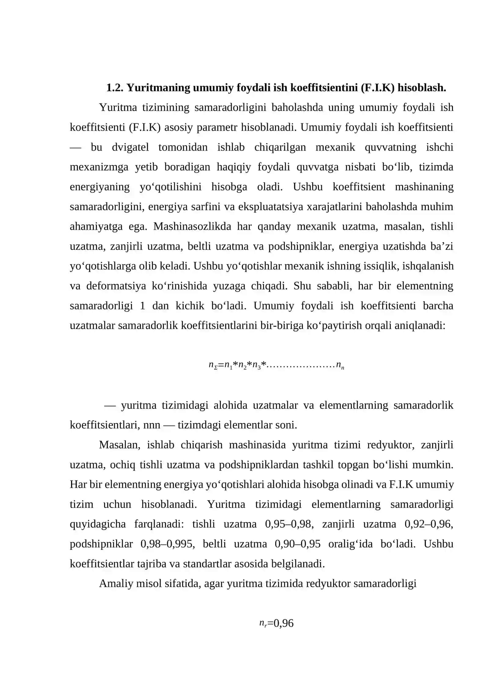 YURITMANING KINEMATIK HISOBI VA DVIGATEL TANLASH 4