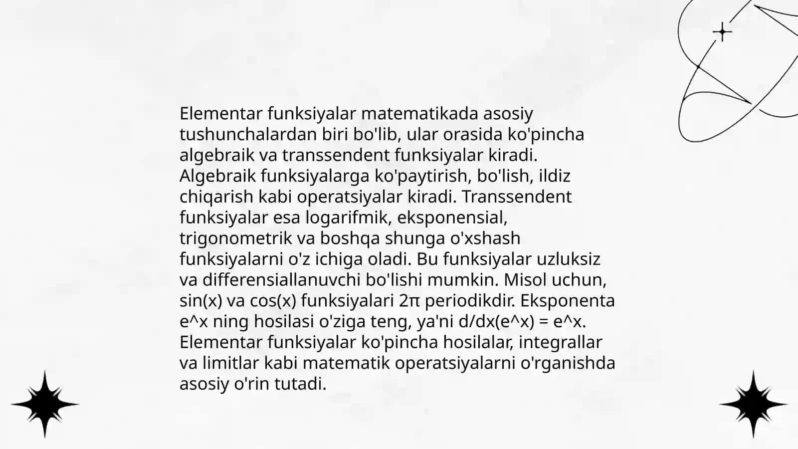 Asosiy elementar funksiyalar 4