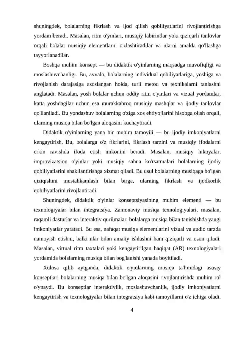 Didaktik O'yinlar va Musiqa Mashg'ulotlari 4