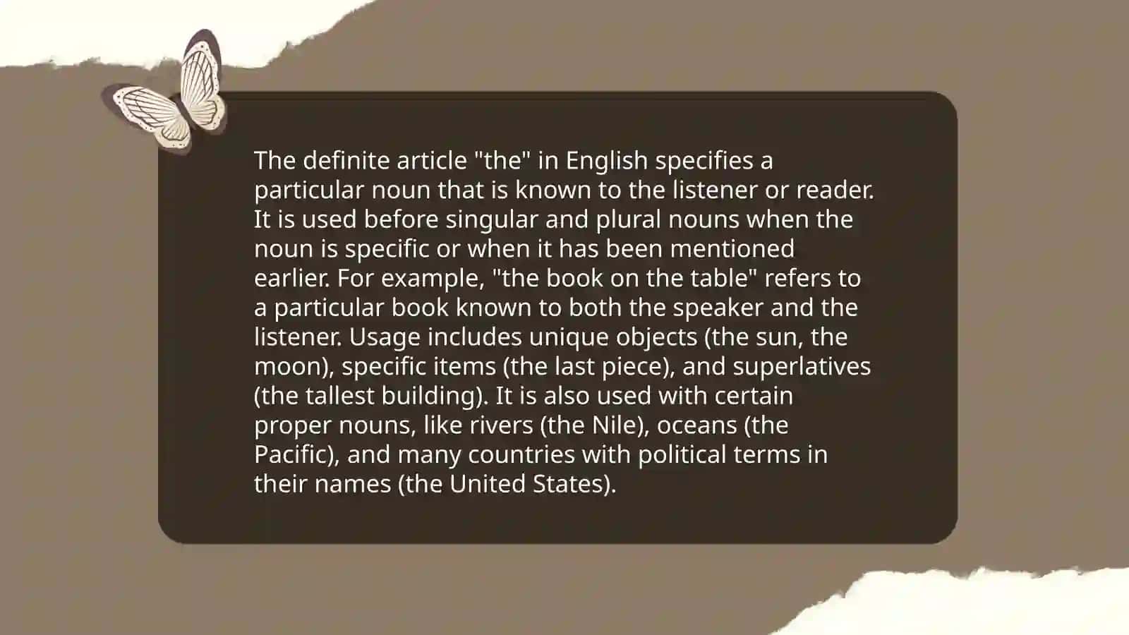 Definite and Indefinite articles 4