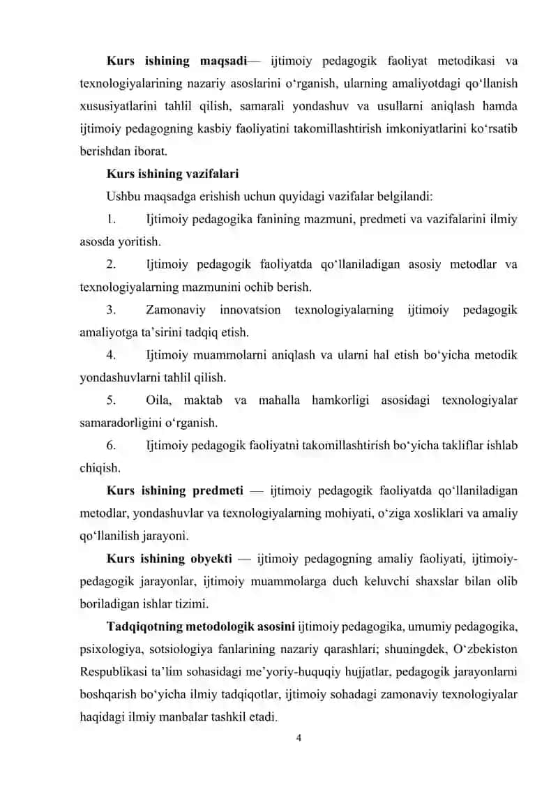 Ijtimoiy pedagogik faoliyat metodikasi va texnologiyalari 4