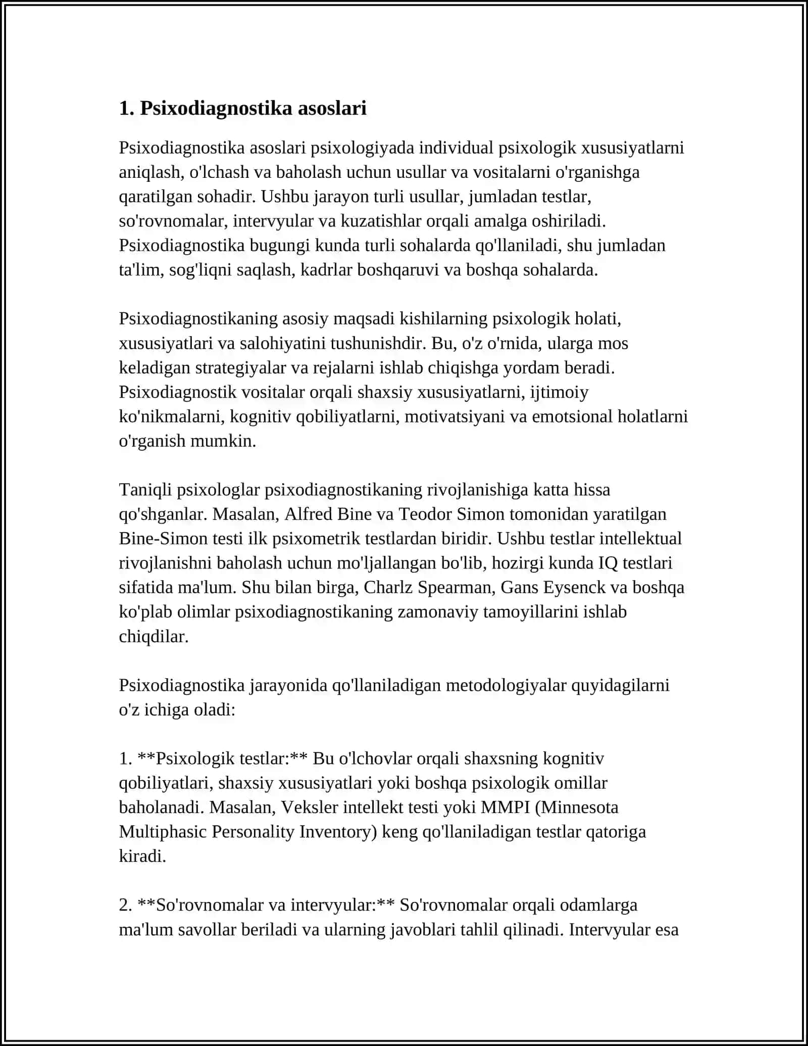 MAKTAB PSIXOLOGIK XIZMATIDA PSIXODIAGNOSTIKA 4