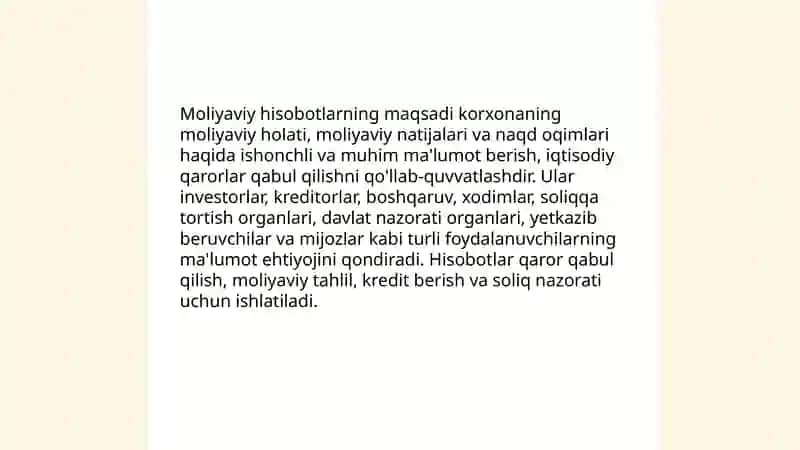MOLIYAVIY VA BOSHQARUV HISOBI FANINING MAQSADI VA VAZIFALARI 4