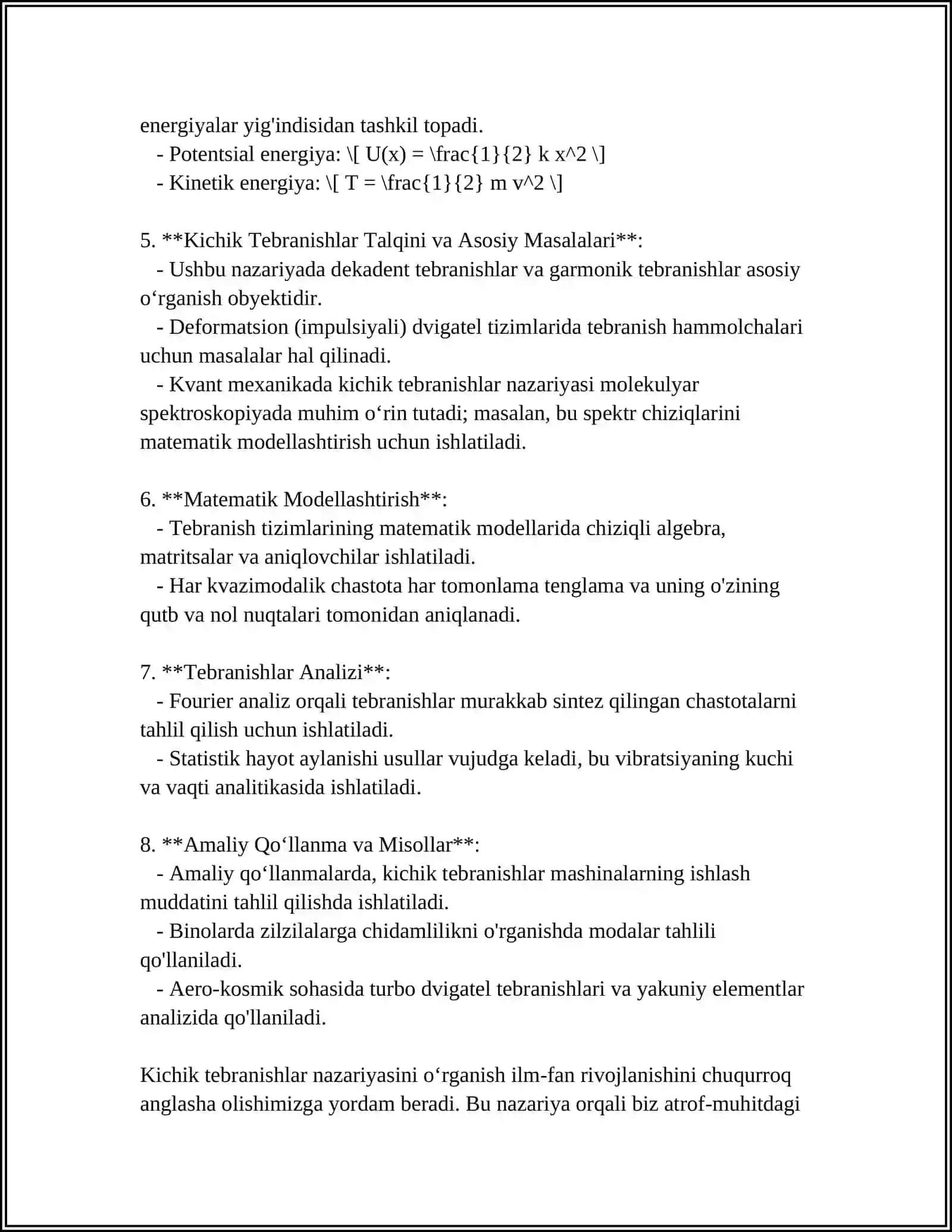 KICHIK TEBRANISHLAR 4